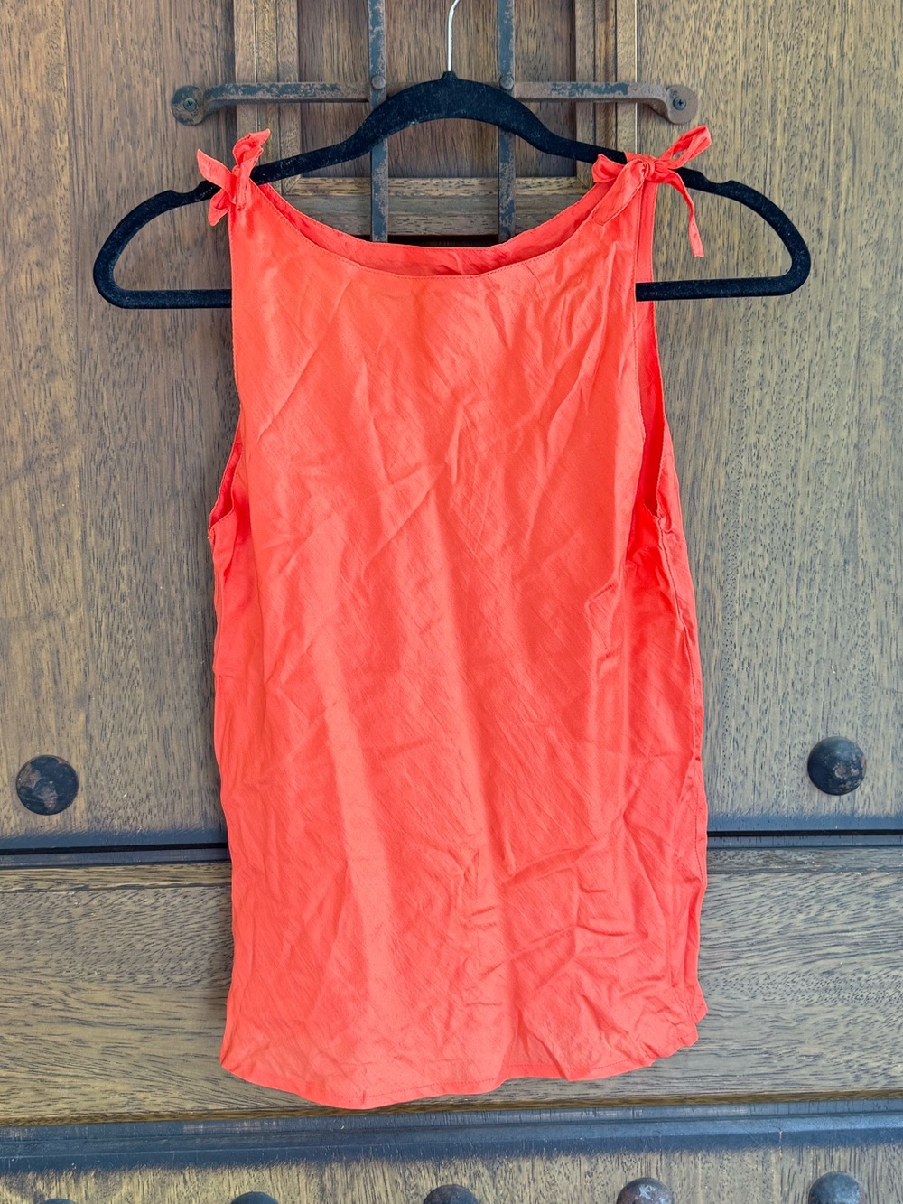 100%  Silk Womens Orange Tie-Shoulder Top Size S